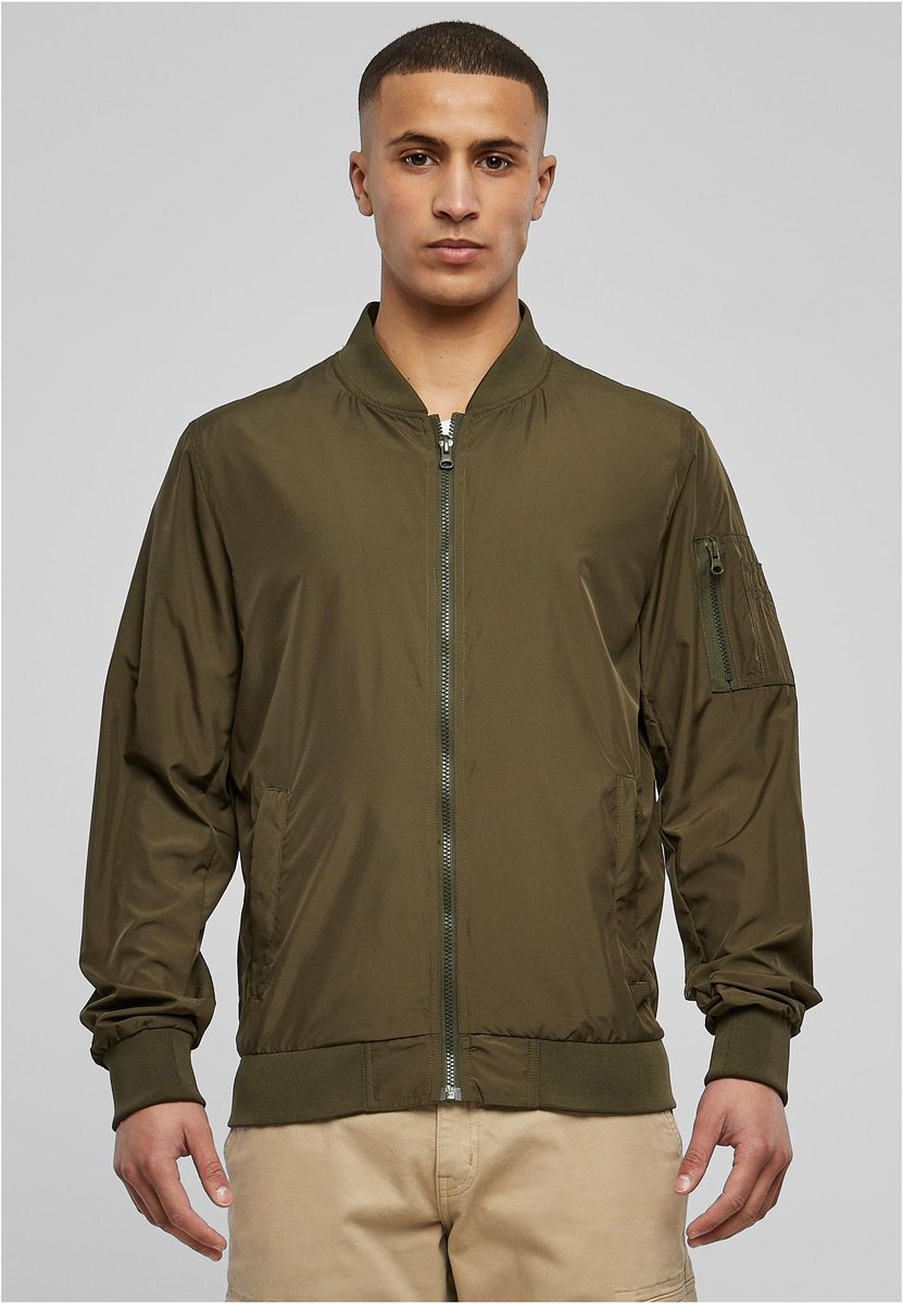 BuildYourBrand Build Your Brand Nylon Bomber Jacket Dark Olive XXL (BY045)