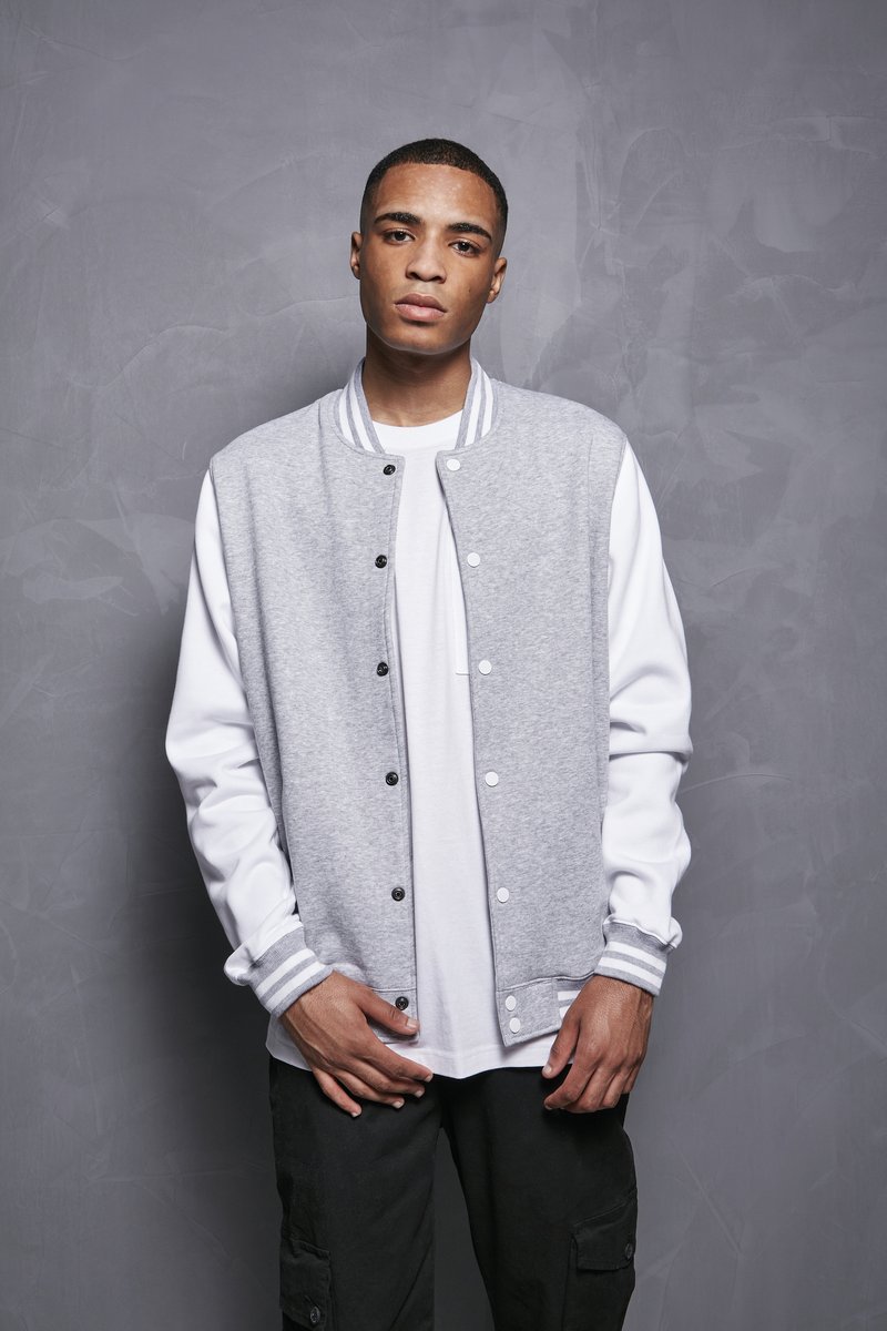 Build Your Brand Basic Basic College Jacket Navy/White XXL (BYBB004)