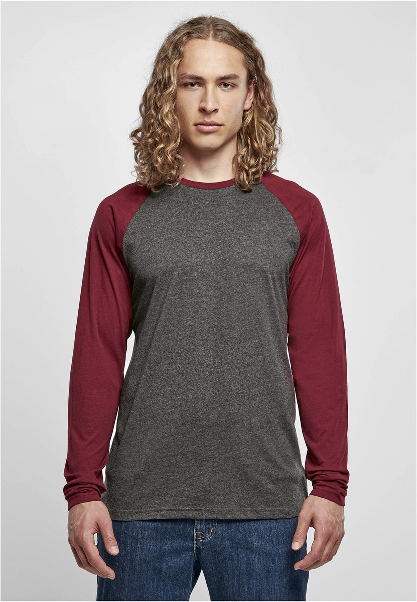 Build Your Brand Basic Kontrast-Raglan Langarmshirt aus Baumwolle