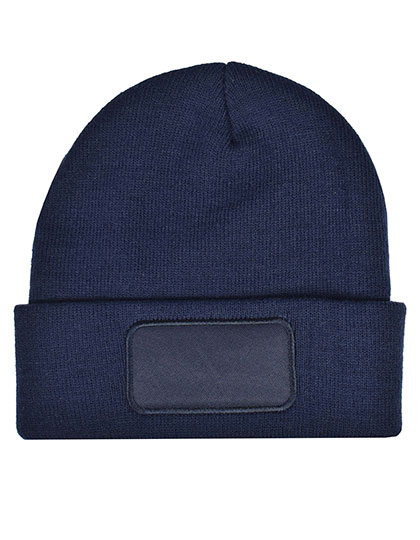 L-merch rPET Beanie mit nachhaltigem Patch – Navy