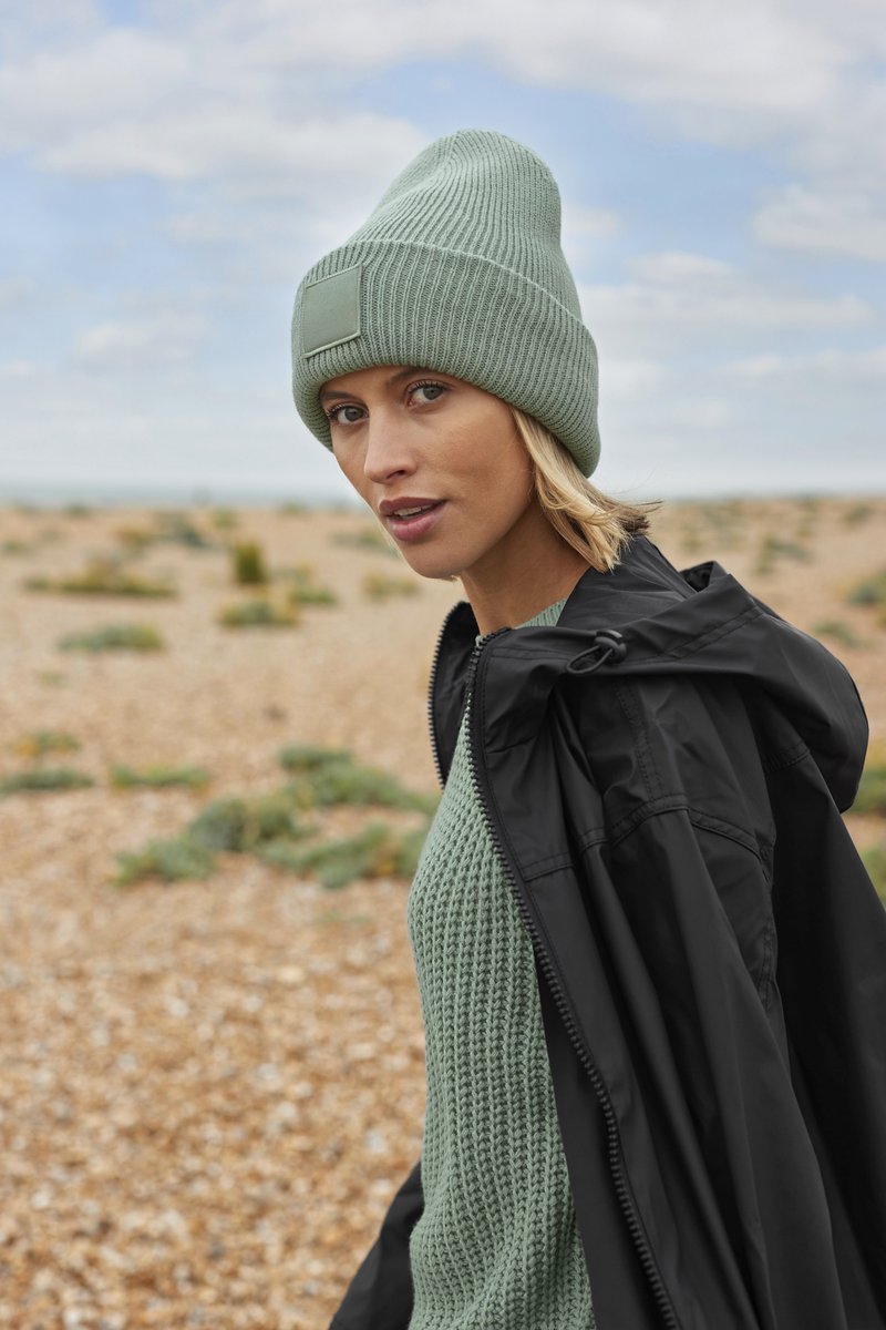 Deep Cuffed Tonal Patch Beanie