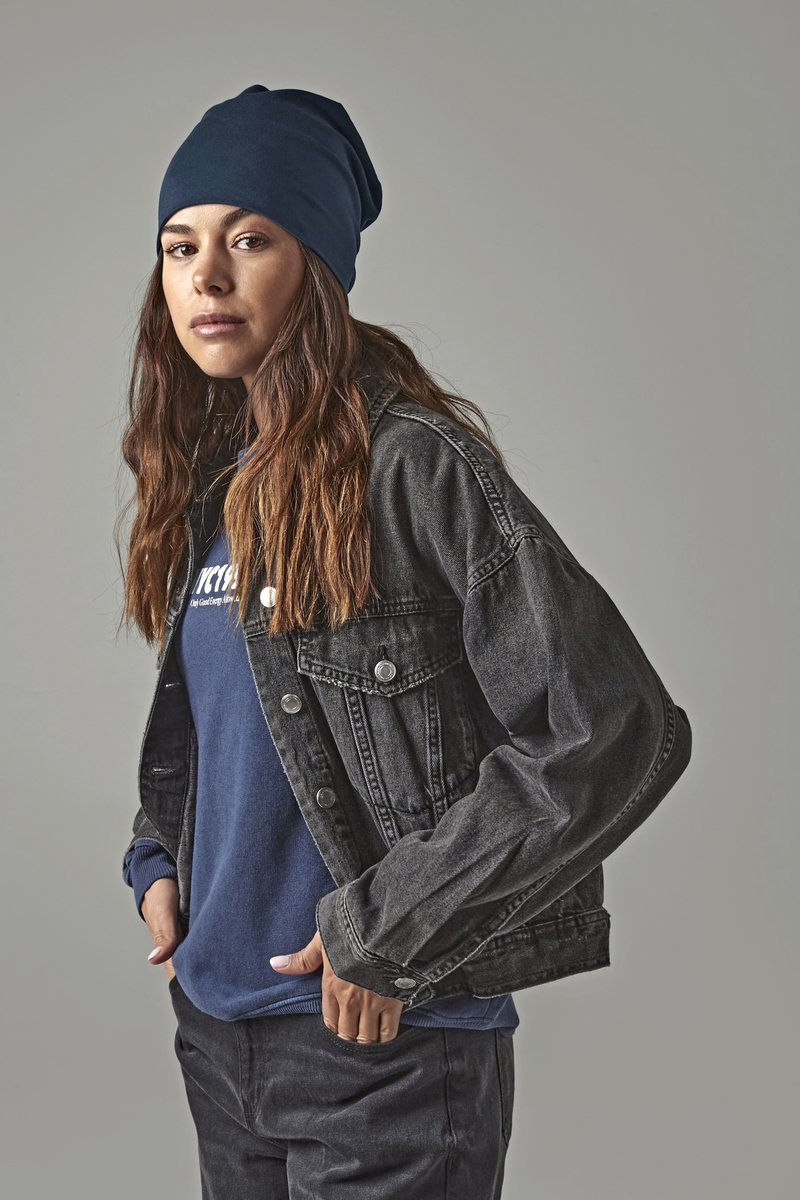 Beechfield Baumwoll-Mikrostrick Slouch Beanie 28cm