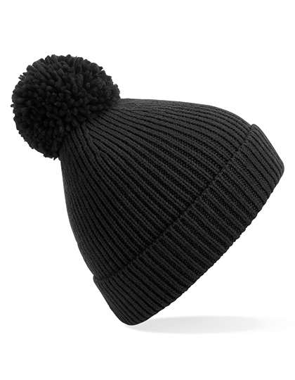 Beechfield Rippstrick Mütze mit Bommel