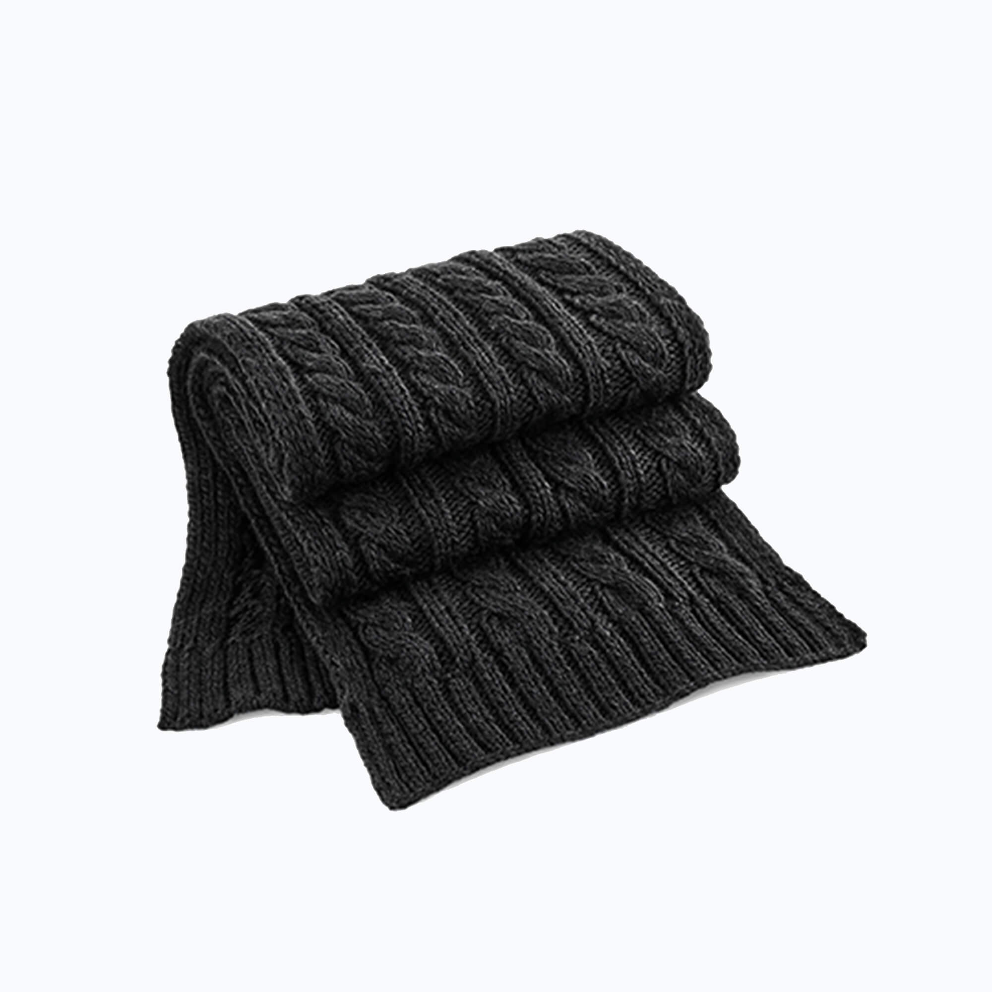 Beechfield Cable Knit Melange Scarf Black 168 x 27 cm (CB499)