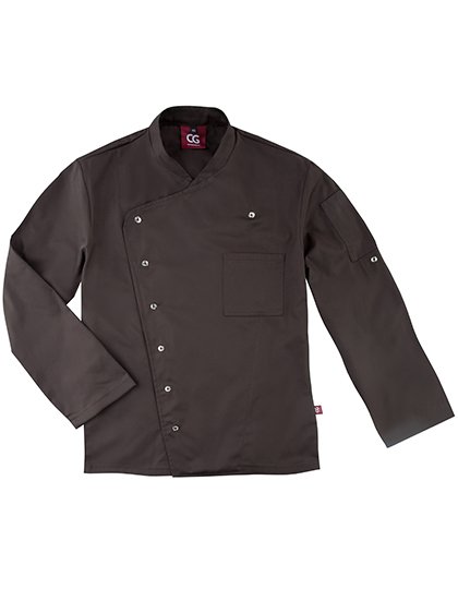 CG Workwear Giacca da cuoco Turin Classic con bottoni a pressione – Chocolate