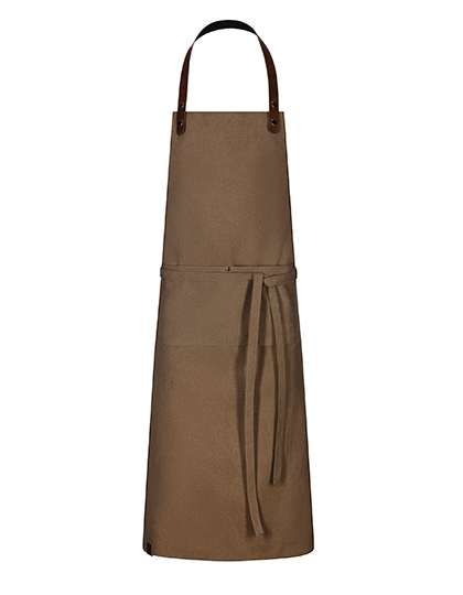 Latzschürze Canvas mit Kunstlederband – Mid Brown Washed