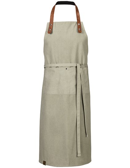 Latzschürze Canvas mit Kunstlederband – Olive Washed