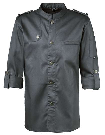 Exner Veste de Cuisine Style Biker avec Pattes d'Épaule, Black XS, EX222 – Graphite
