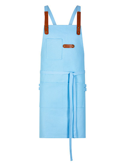 Latzschürze Canvas mit Zier-Label – Light Blue