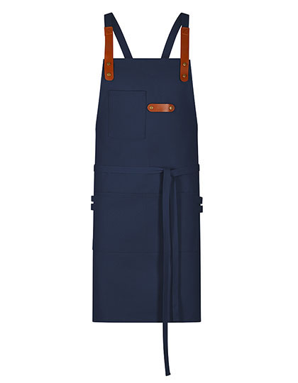 Latzschürze Canvas mit Zier-Label – Navy