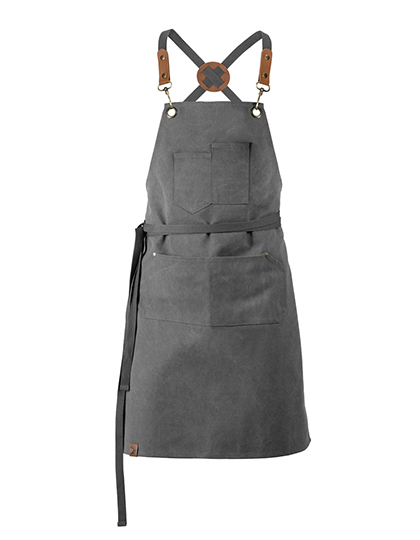 Exner Tablier à Bavette avec Décoration en Cuir PU – Graphite
