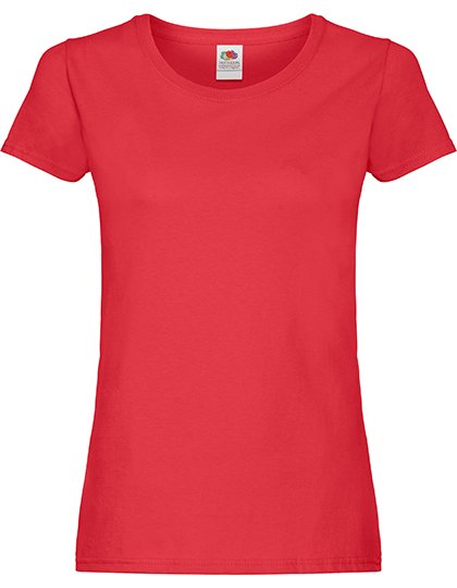 Fruit of the Loom T-Shirt Coupe Slim pour Femme, White XS, F111 – Red