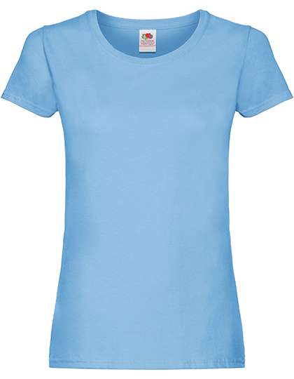 Fruit of the Loom T-Shirt Coupe Slim pour Femme, White XS, F111 – Sky Blue