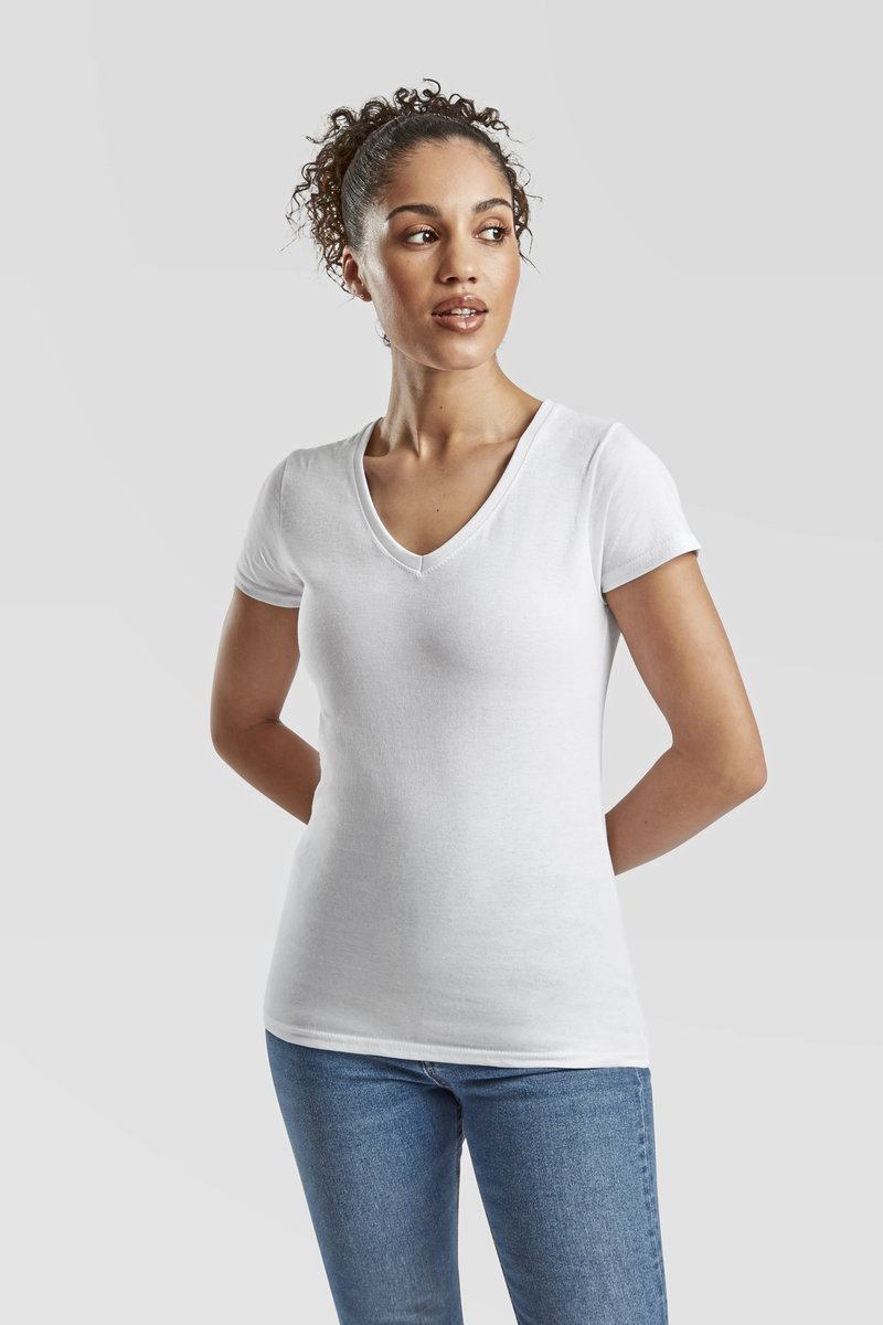 Fruit of the Loom V-Ausschnitt T-Shirt Baumwolle für Damen