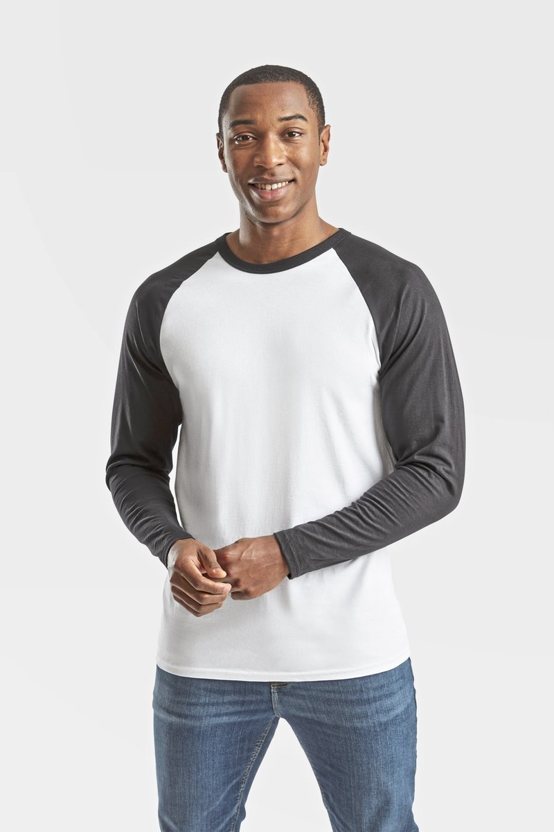 Fruit of the Loom Langarm Baseball T-Shirt mit Raglanärmeln
