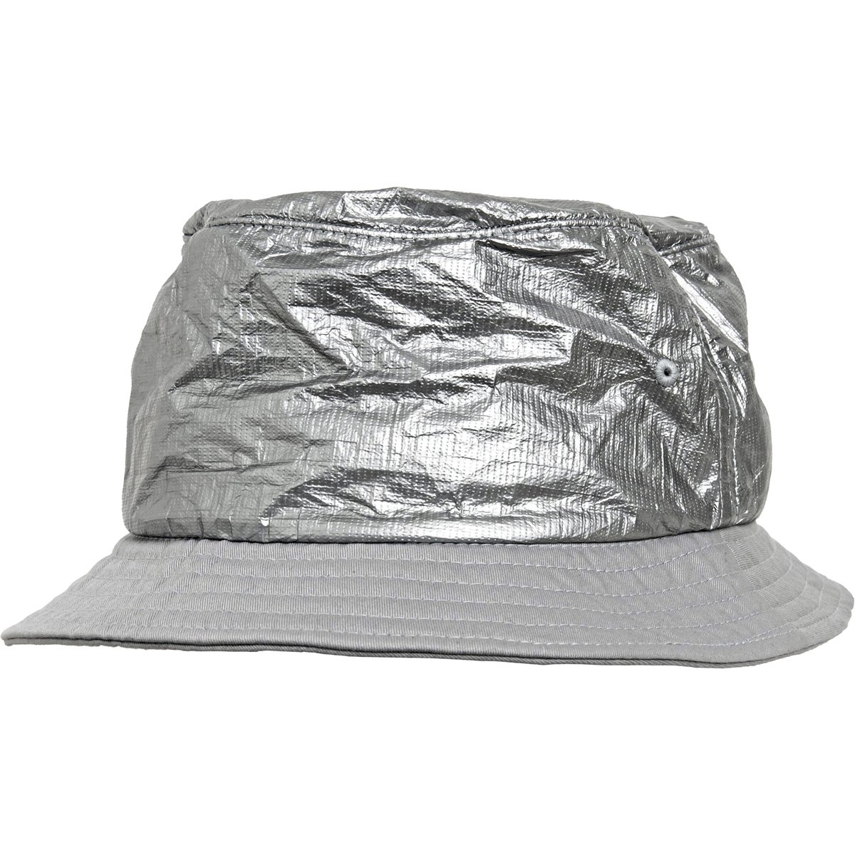 FLEXFIT Crinkled Paper Bucket Hat in Schwarz/Silber