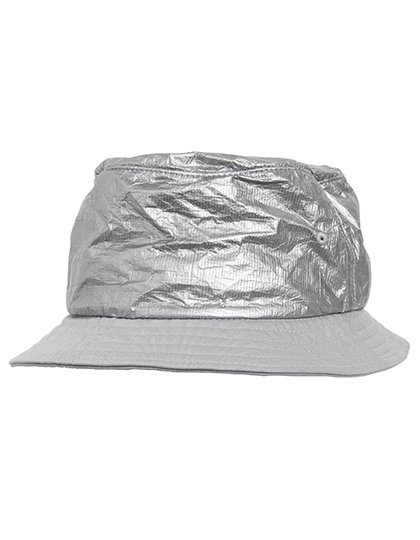 FLEXFIT Crinkled Paper Bucket Hat in Schwarz/Silber – Silver