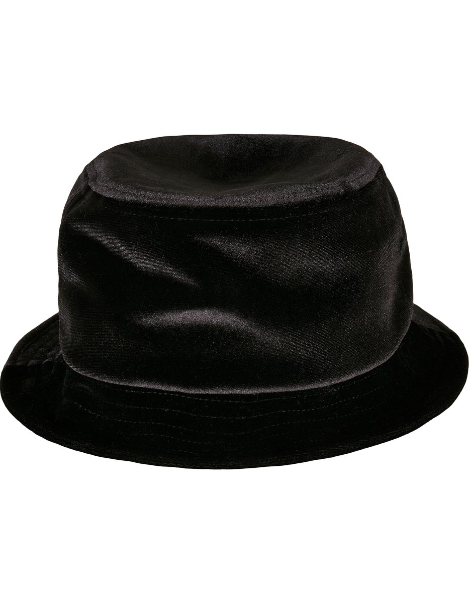 FLEXFIT Velvet Bucket Hat with Vented Openings – Black