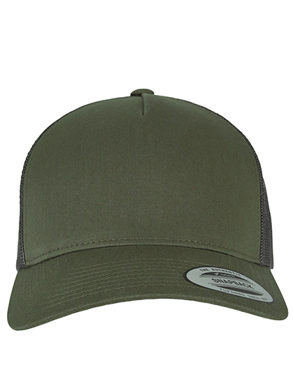 FLEXFIT 5-Panel Retro Trucker Cap Baumwolle-Mesh – Chocolate Chip/Greyish Brown