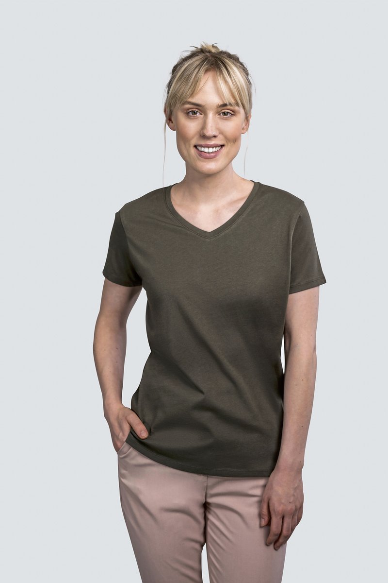 HRM Luxuriöses V-Ausschnitt T-Shirt, Bio-Baumwolle