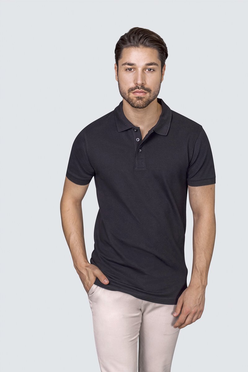 HRM Heavy Stretch Polo mit 3-Knopfleiste für Herren
