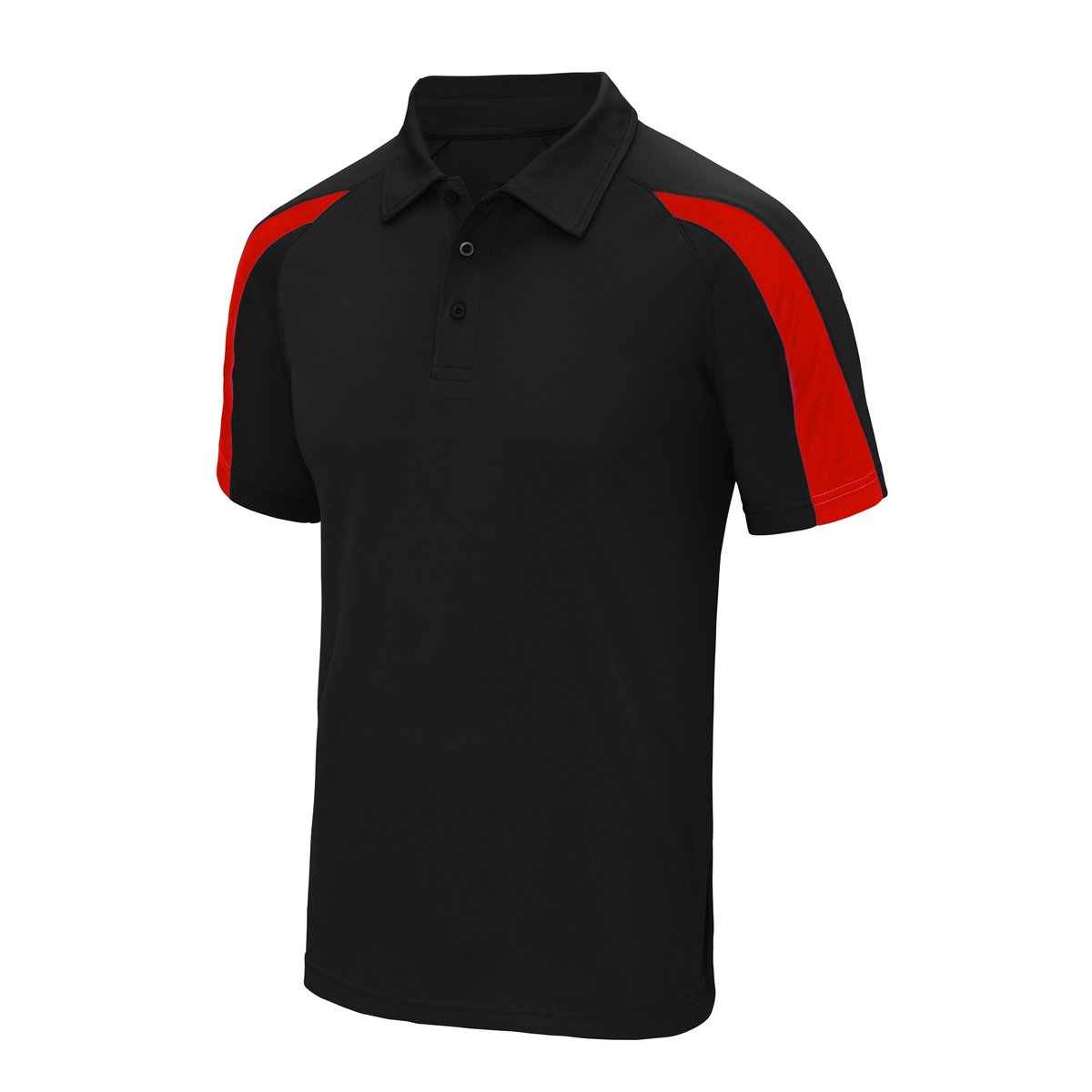 Just Cool Polo a Contrasto con Maniche Raglan, Fire Red/Jet Black XXL, JC043 – immagine 3