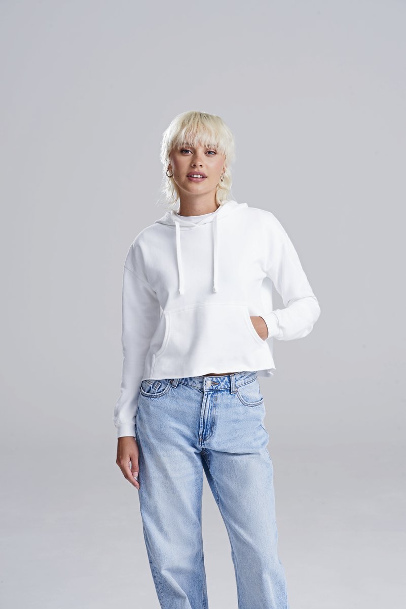 Just Hoods Cropped Hoodie mit Kängurutasche für Damen