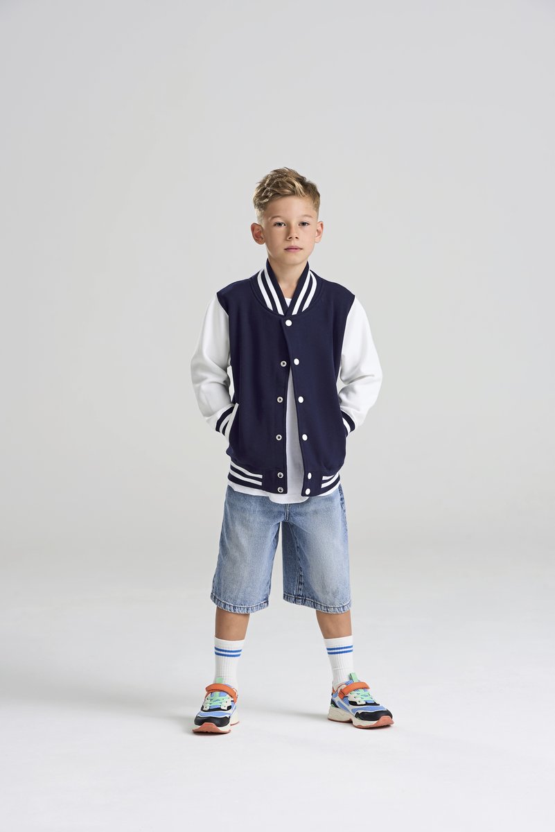Just Hoods Varsity Jacke mit Kontrastärmeln für Kinder