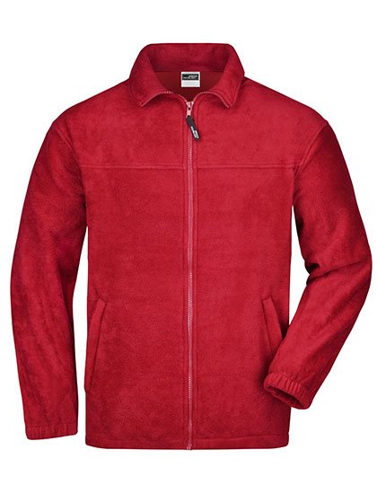 James&Nicholson Fleece Jacket with Cadet Collar and Zip, Light Blue L, JN044 – Red