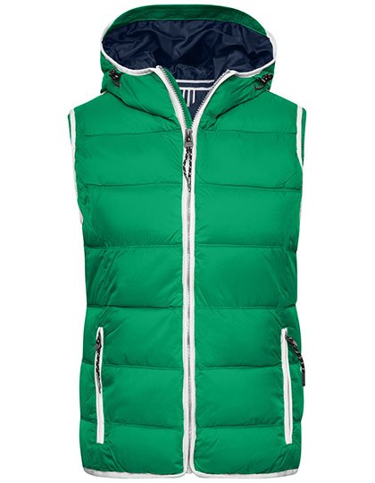 James&Nicholson Gilet Trapuntato con Cappuccio da Donna – Irish Green/White