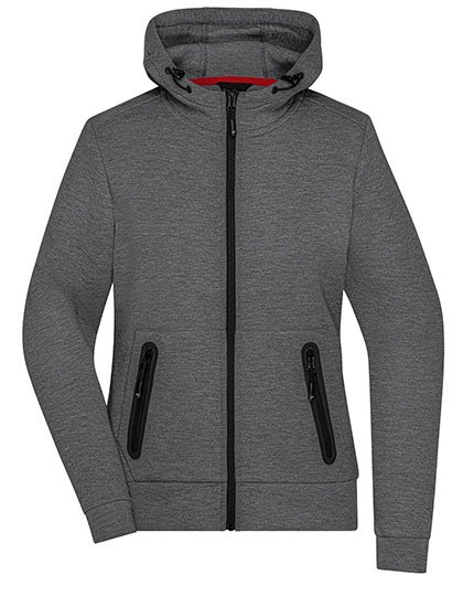 James&Nicholson Kapuzenjacke Slim Cut Melange für Damen – Dark Melange