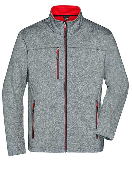 James&Nicholson Softshelljacke mit Fleece-Innenseite für Herren – Dark Melange/Red