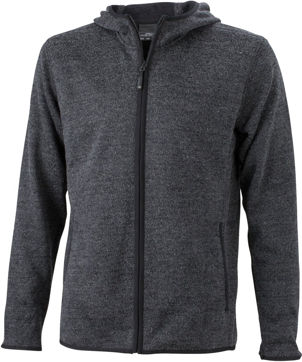 James&Nicholson Strick-Fleece Kapuzenjacke Melange für Herren