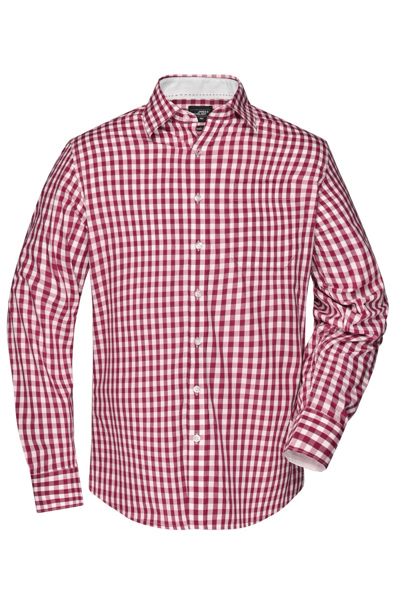 James&Nicholson Karoshirt mit Uni-Einsätzen und Brusttasche