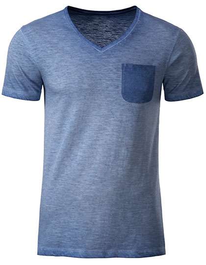 James&Nicholson T-Shirt Vintage-Look mit Brusttasche für Herren