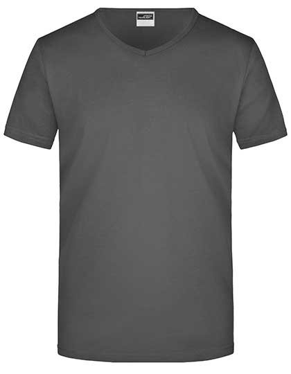 James&Nicholson Slim Fit V-Neck T-Shirt da Uomo, Graphite (Solid) S, JN912 – Graphite (Solid)