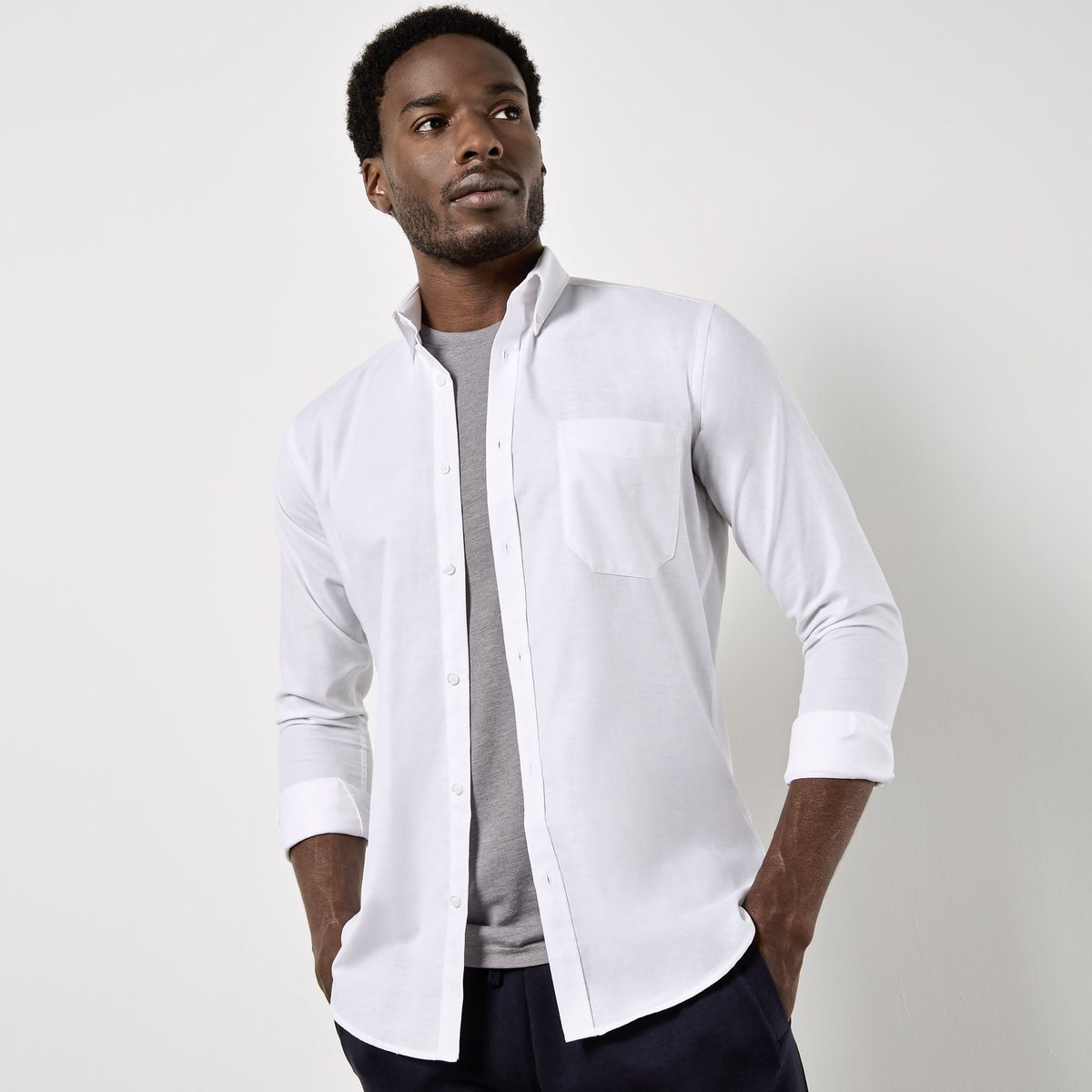 Kustom Kit Slim Fit Oxford Hemd Langarm für Herren