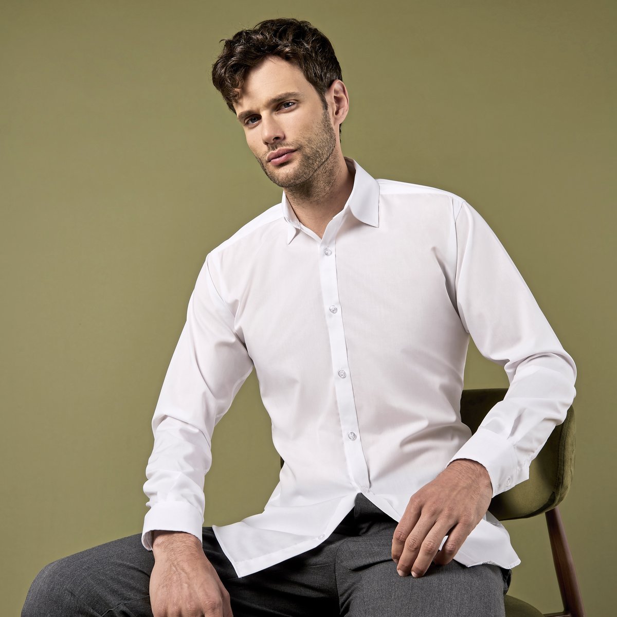Kustom Kit Slim Fit Business Hemd Schwarz-Weiß für Herren