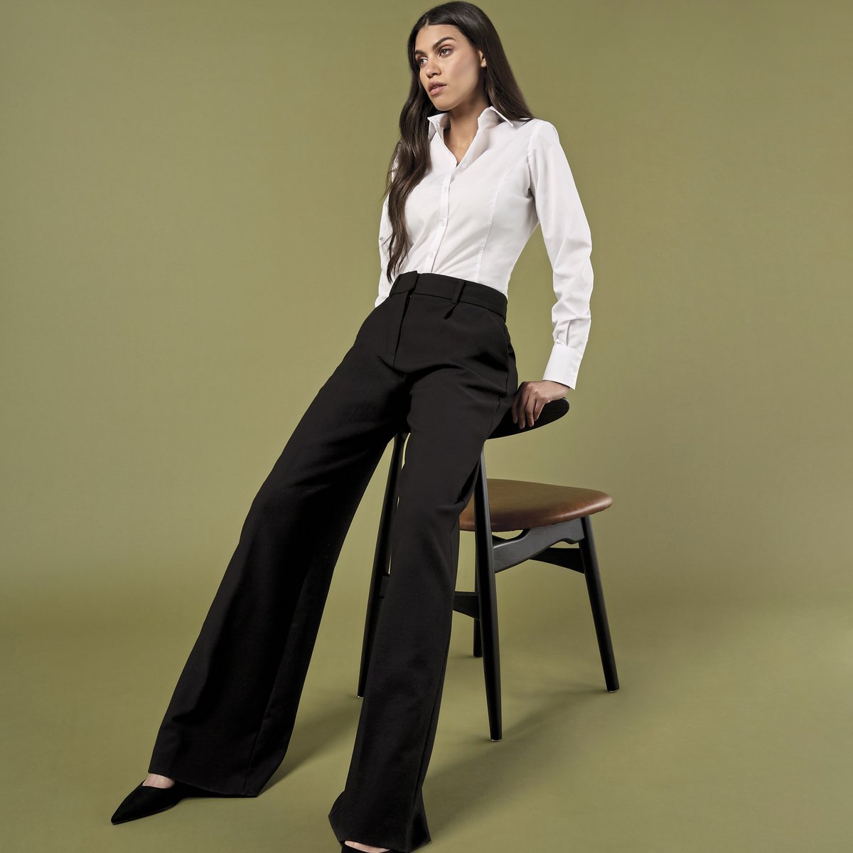 Kustom Kit Business Hemd Tailored Fit Langarm für Damen