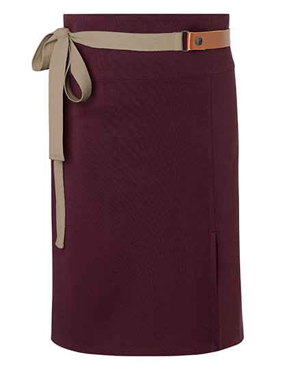 Karlowsky Waist Apron Green-Generation with Leather Straps – Aubergine (ca. Pantone 5185C)