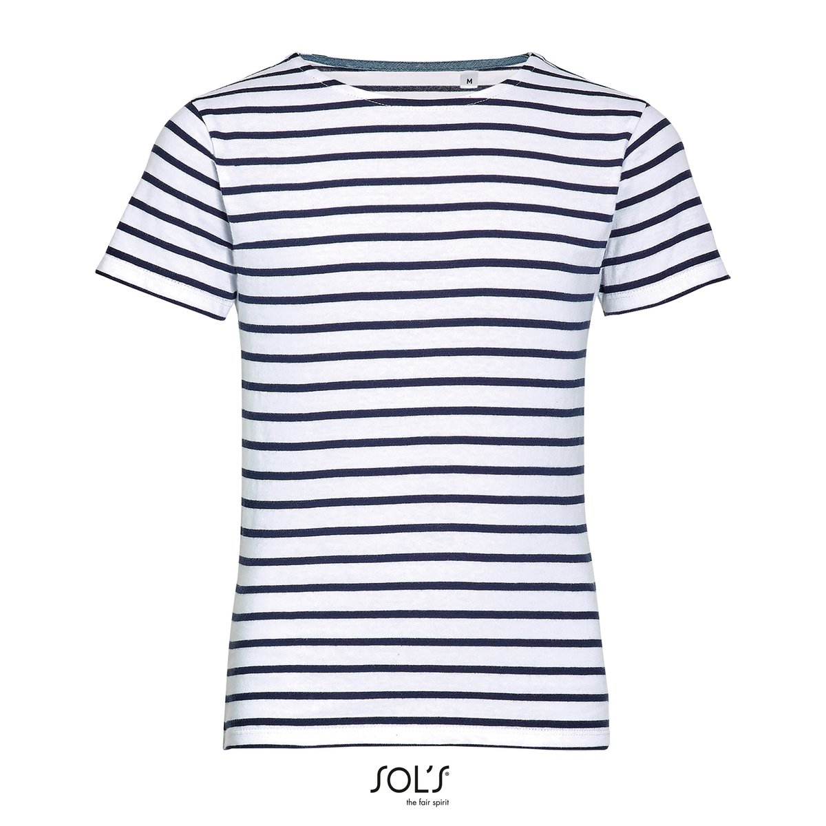 SOL´S T-Shirt a righe per Bambini Miles in Cotone, White/Navy 8 Jahre (118/128), L01400 – immagine 3