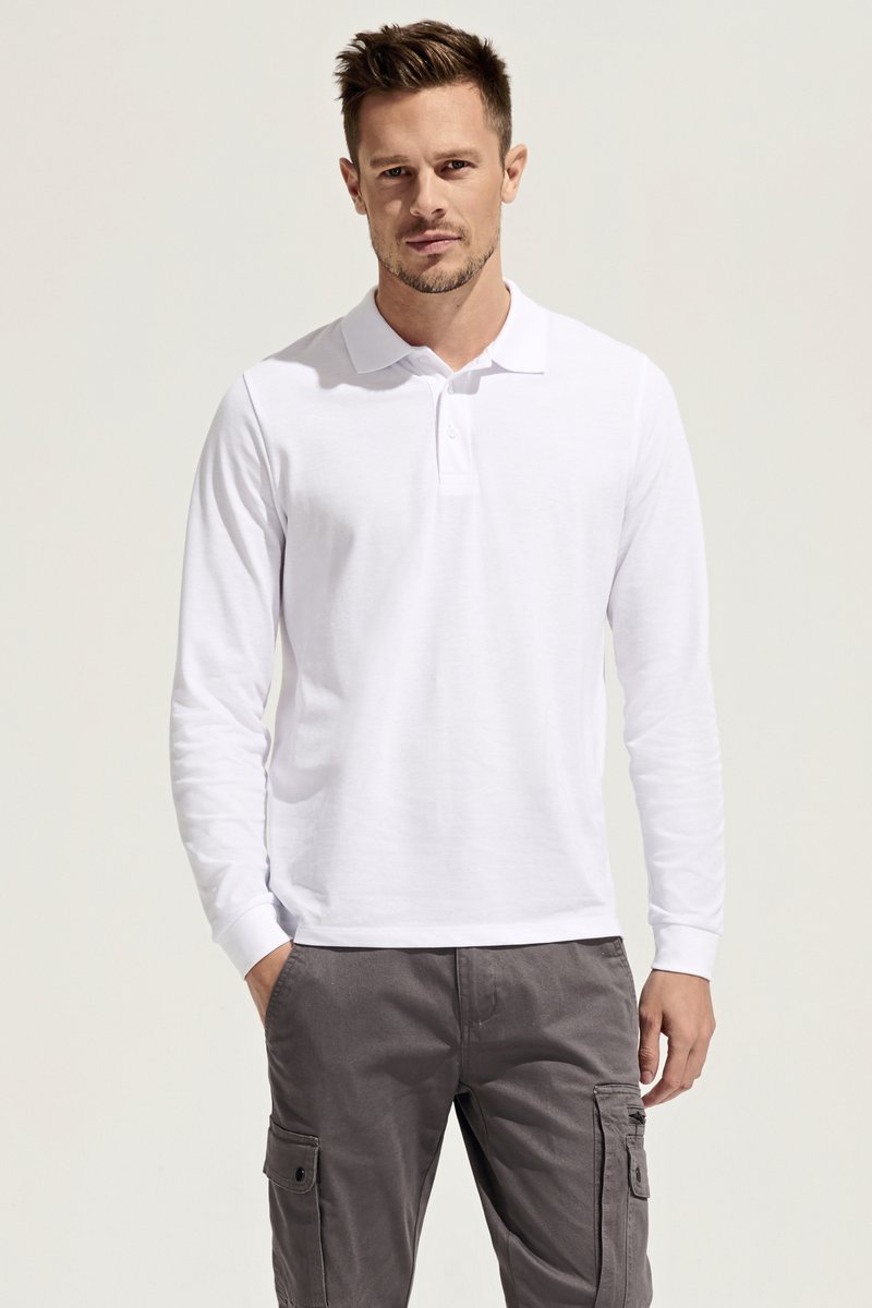 SOL´S Langarm Polycotton Polo mit Ripp-Kragen