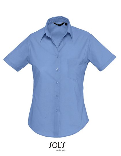 SOL´S Blouse en popeline Escape manches courtes coupe slim, Black XS, L620 – Middle Blue