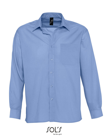 SOL´S Popeline-Shirt Baltimore mit Brusttasche, Black S, L623 – Middle Blue