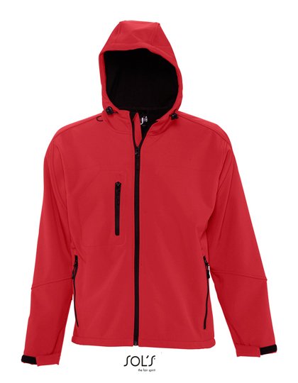 SOL´S Giacca Softshell con Cappuccio da Uomo, French Navy XXL, L848 – Pepper Red