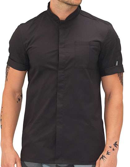 Le Chef Prep Kurzarm-Jacke Schwarz/Weiß