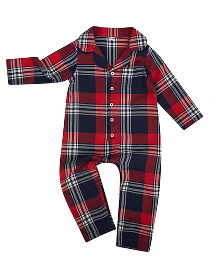 Larkwood Tartan Overall aus Flanell für Babys – Red-Navy Check