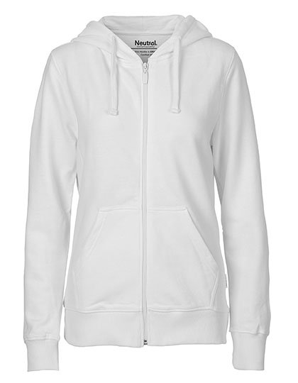 Neutral Felpa con Cappuccio e Zip in Cotone Biologico da Donna – White