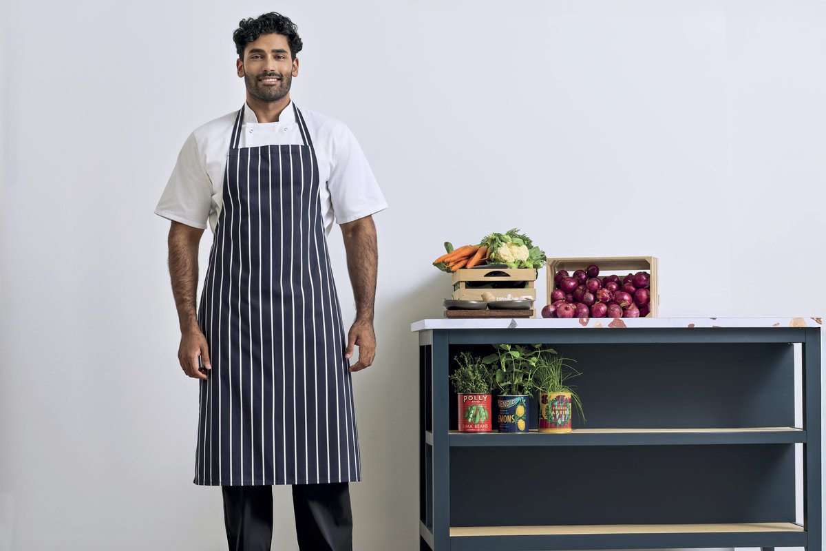 Premier Workwear Gestreifte Bib-Schürze aus Baumwolle