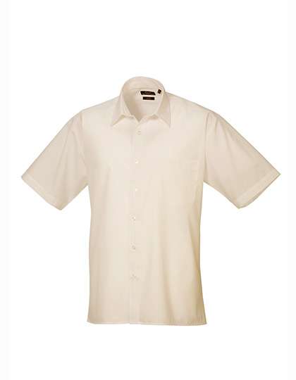 Premier Workwear Men´s Poplin Short Sleeve Shirt Red 47 (18H) (PW202), PW202 – Natural